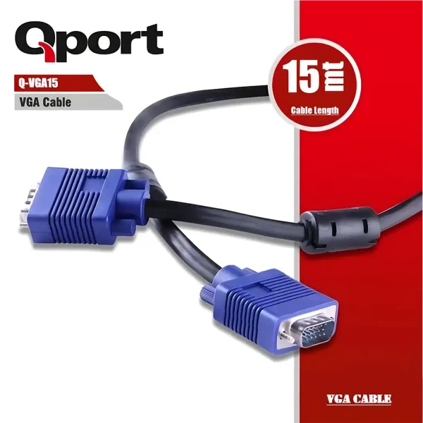 Qport VGA 1.5m Male-to-Male Monitor Cable